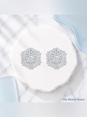 Daisy Bloom 8MM Earrings | 925 Sterling Silver Moissanite Studs